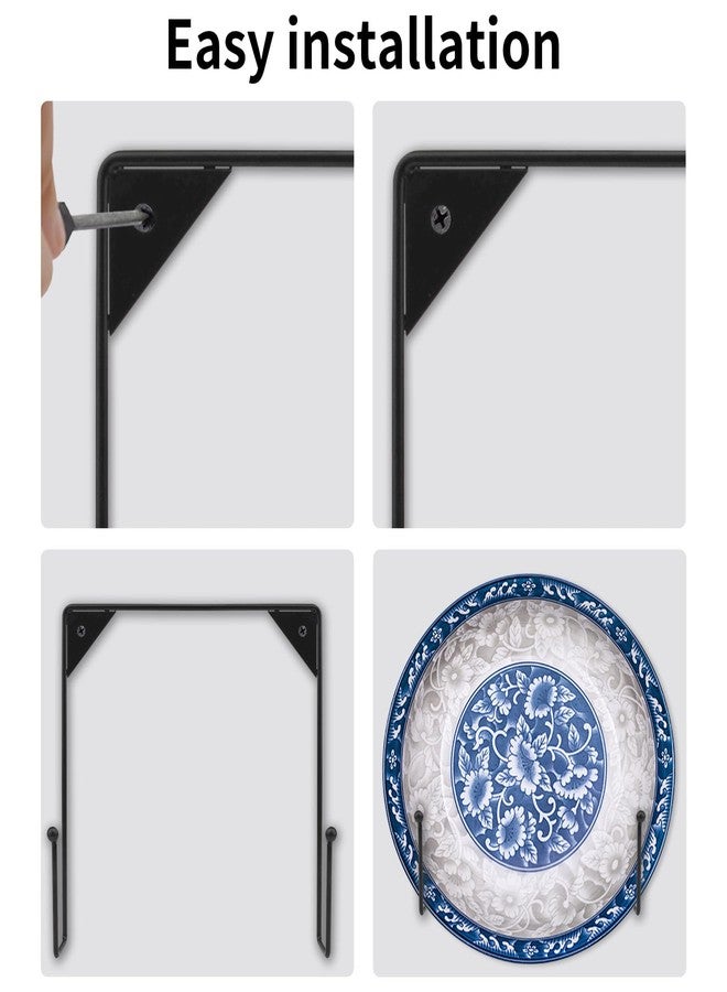 CUKE2BEET 7.87 inch Large Plate Stands for Display, Wall Mounted Plate Display Hanger, Picture Frame Stand Holders, Wall Display Picture Frame Stand for Decorative Plates, Arts (2 Pcs Black) - Image 3